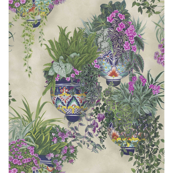 Talavera Magenta & Spring Greens On Stone by Cole & Son Designer Wallcovering COLE & SON SEVILLE NON WOVEN - 100% United Kingdom Horizontal: 27 and Vertical: 30 27 - Swanky Fabrics -