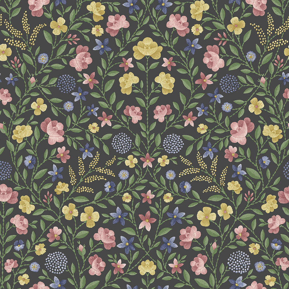 Court Embroidery Y,R&Hb/C by Cole & Son Designer Wallcovering COLE & SON HISTORIC ROYAL PALACES-GREAT MASTERS NON WOVEN - 100% United Kingdom Horizontal: 20.5 and Vertical: 20.5 20.5 - Swanky Fabrics -