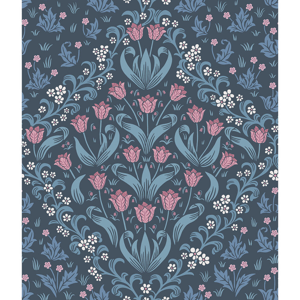 Tudor Garden Fs&Cblu/Midn by Cole & Son Designer Wallcovering COLE & SON HISTORIC ROYAL PALACES-GREAT MASTERS NON WOVEN - 100% United Kingdom Horizontal: 20.5 and Vertical: 24 20.5 - Swanky Fabrics -