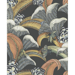 Cole & Son Wallpaper Hoopoe Leaves Charcoal
