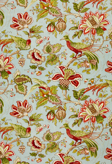 Sandringham Robin's Egg 1273002 by Schumacher Designer Fabric Classic-Prints 100% Linen - Horizontal: 27 and Vertical: 25.25 54 - Swanky Fabrics -