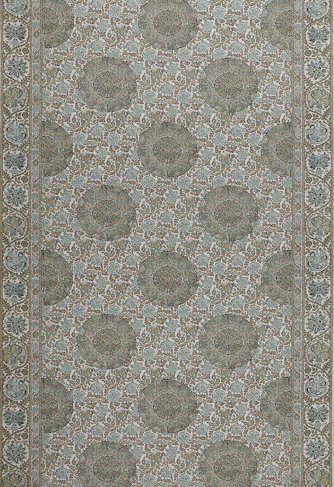 Kaya Medallion Mineral 1296002 by Schumacher Designer Fabric Classic-Prints 100% Cotton - Horizontal: 70 and Vertical: 27 70 - Swanky Fabrics -