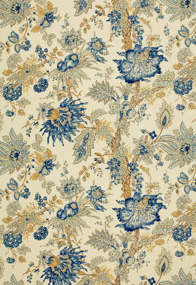 Ellis Floral Vine Indigo 1304001 by Schumacher Designer Fabric Classic-Prints 100% Cotton - Horizontal: 27 and Vertical: 23.5 54 - Swanky Fabrics -