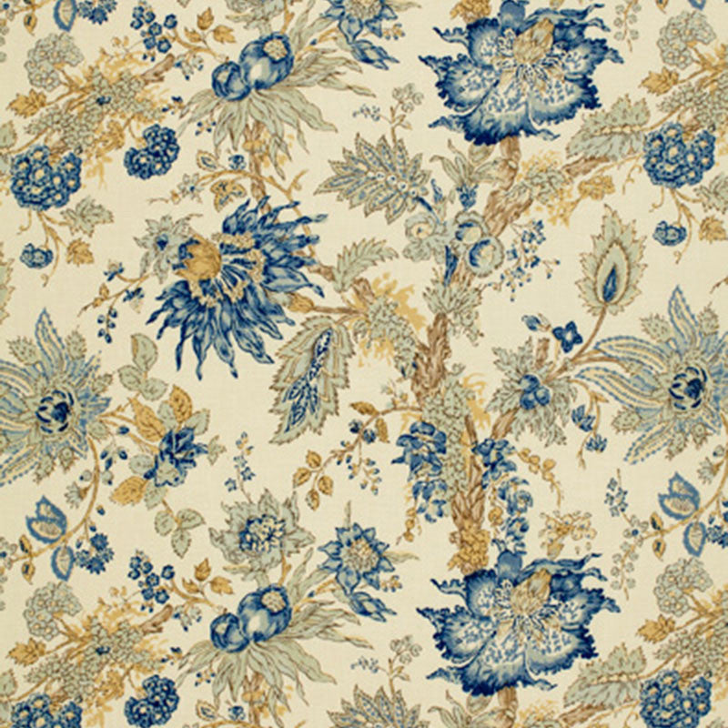 Ellis Floral Vine Indigo 1304001 by Schumacher Designer Fabric GREEFF PRINTS F05 See Sample THAILAND NOT APPLICABLE </p><p>Repeat: Horizontal: 27" (69CM) and Vertical: 23 1/2" (60CM) 54" WIDE (137CM) - Swanky Fabrics -
