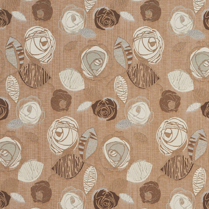 1375 Latte Bloom by Charlotte Designer Fabric Urban Gardens 100% Woven Polyester Asia Exceeds 48,000 Wyzenbeek Rubs (Heavy Duty) Horizontal: 14.75" x Vertical: 25" 54 Inches - Swanky Fabrics -