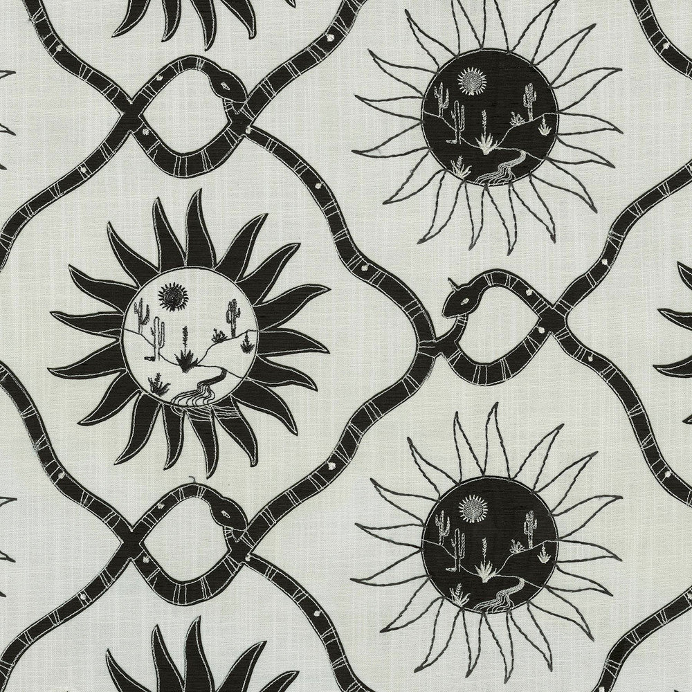 Sol Emb Coal 140021 by Elana Gabrielle Designer Fabric - 54% polyester, 46% cotton Embroidery: 80% polyester, 20% rayon India 51000 Horizontal: 13.5 and Vertical: 9.5 56 - Swanky Fabrics -