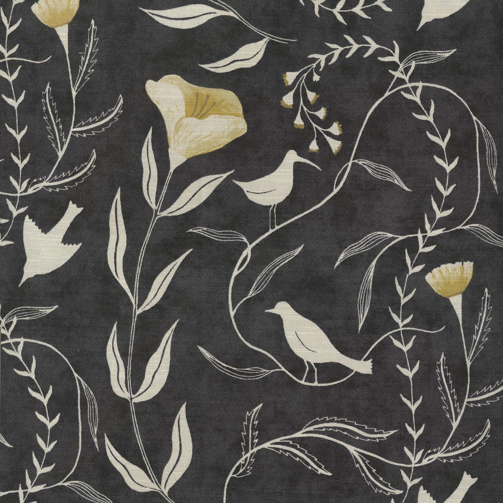 Birdsong Coal 140040 by Elana Gabrielle Designer Fabric - 100% cotton China 24000 Horizontal: 13.5 and Vertical: 18 54/55 - Swanky Fabrics -