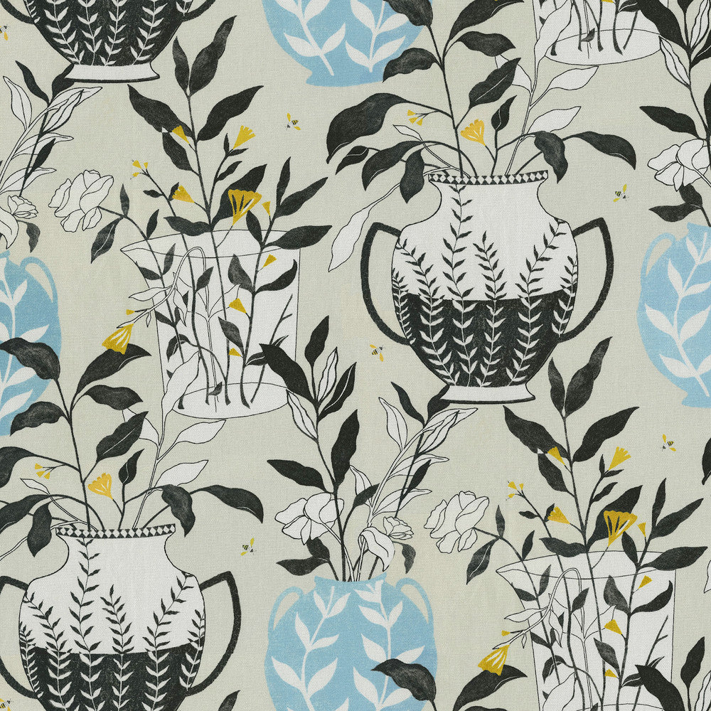 Blossoms + Vessels Clay 140060 by Elana Gabrielle Designer Fabric - 100% cotton, China 51000 Horizontal: 13.5 and Vertical: 25.25 54/55 - Swanky Fabrics -
