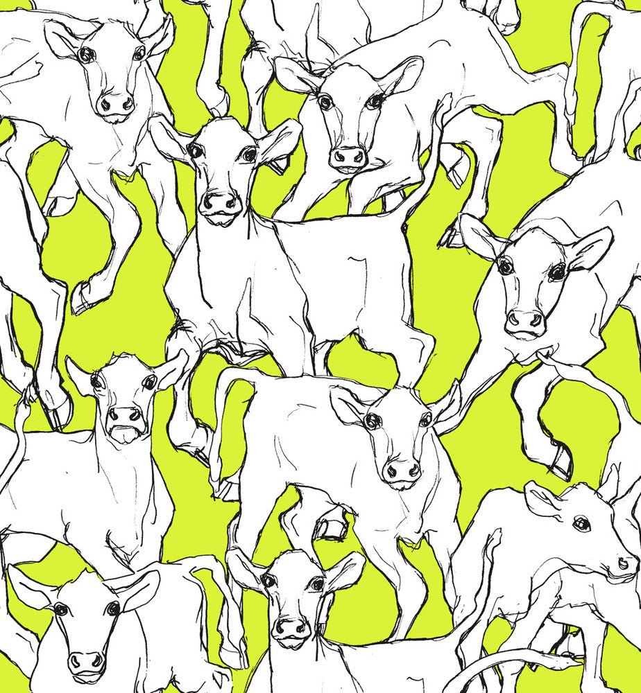 Iltavilli Lime Green and Cream 14105X by Marimekko Designer Wallpaper