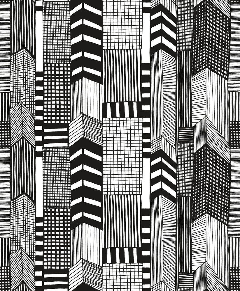 Ruutukaava Ebony and Eggshell 14111X by Marimekko Designer Wallpaper