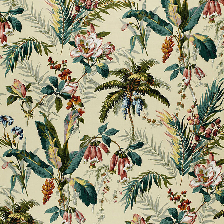 Barbuda Multi On Cream 165815 by Schumacher Designer Fabric DECADES OF STYLE See Sample UNITED KINGDOM NOT APPLICABLE </p><p>Repeat: Horizontal: 36" (91CM) and Vertical: 40" (102CM) 56" WIDE (142CM) - Swanky Fabrics -