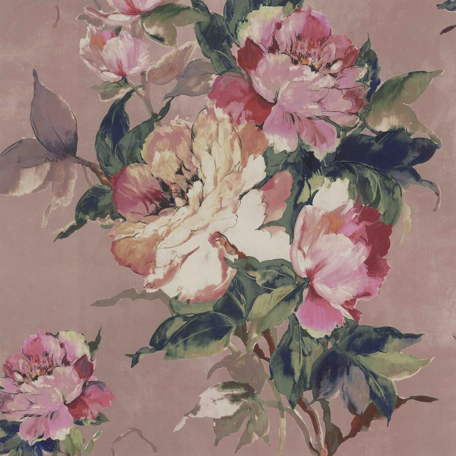 Madama Butterfly (Wp) # 03 by 1838 Wallcoverings Designer Wallpaper Camellia HALF DROP PASTE THE WALL UNITED KINGDOM V-39.5" 20.5"X11YD - Swanky Fabrics -