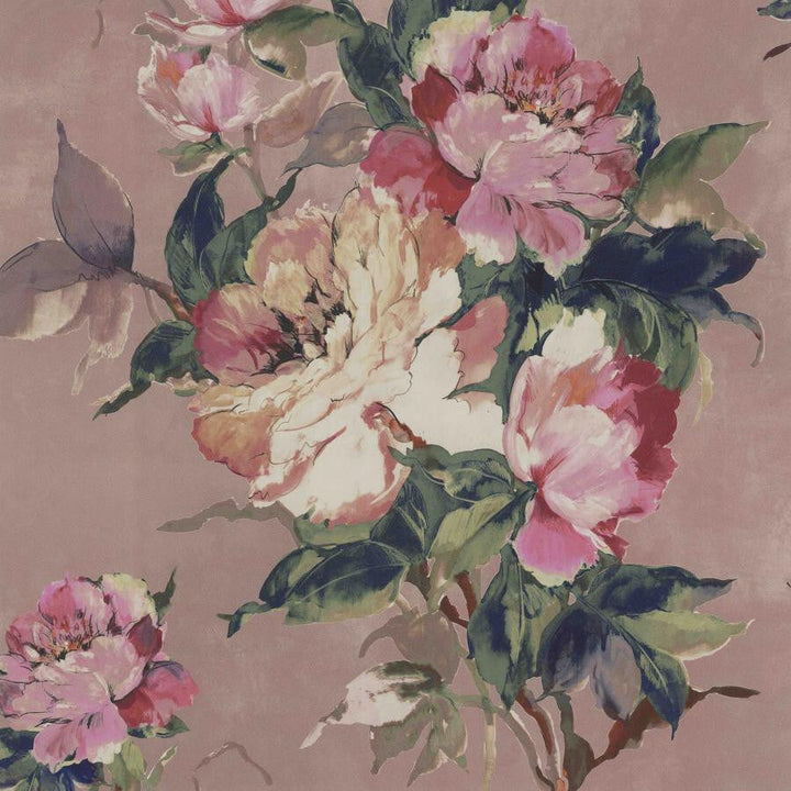Madama Butterfly (Wp) # 03 by 1838 Wallcoverings Designer Wallpaper Camellia HALF DROP PASTE THE WALL UNITED KINGDOM V-39.5" 20.5"X11YD - Swanky Fabrics -