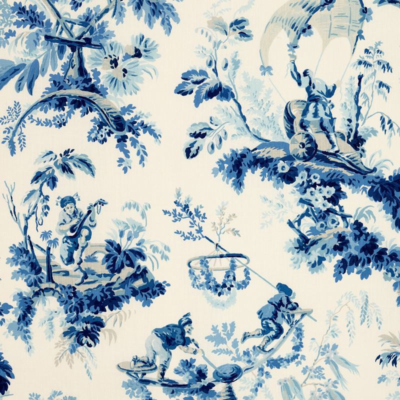Plaisirs De La Chine Porcelain 172852 by Schumacher Designer Fabric Schumacher-Classics 100% Linen Wyzenbeek 9,000 Horizontal: 49 and Vertical: 62 54 - Swanky Fabrics -