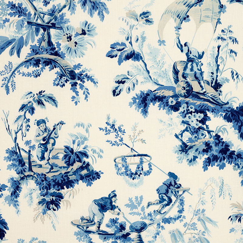 Plaisirs De La Chine Porcelain 172852 by Schumacher Designer Fabric SCHUMACHER CLASSICS See Sample THAILAND - </p><p>Repeat: Horizontal: 49" (124CM) and Vertical: 62" (157CM) 54" WIDE (137CM) - Swanky Fabrics -