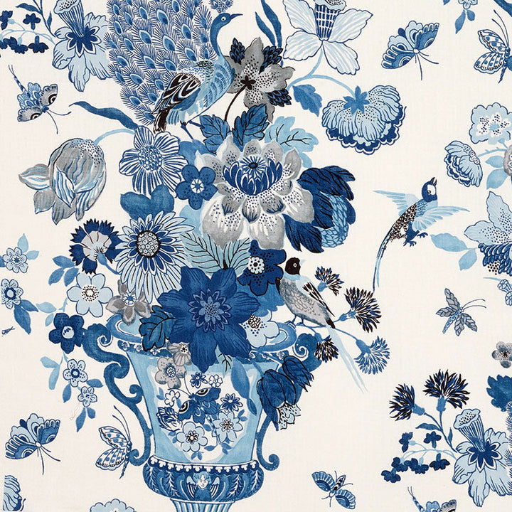 Lansdale Bouquet Porcelain 173073 by Schumacher Designer Fabric SCHUMACHER CLASSICS LINEN 57% COTTON 43% THAILAND </p><p>Repeat: Horizontal: 24 1/2" (62CM) and Vertical: 49 1/2" (126CM) 48.5 - Swanky Fabrics -