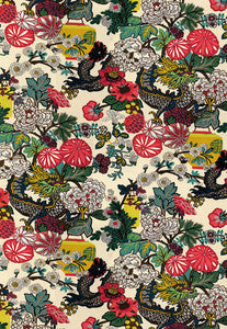 Schumacher Fabric Chiang Mai Dragon Alabaster 173273