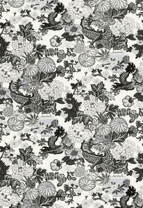Schumacher Fabric Chiang Mai Dragon Smoke 173276