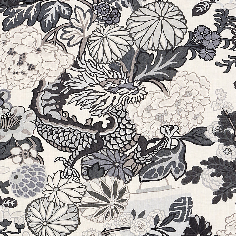 Chiang Mai Dragon Smoke 173276 by Schumacher Fabric Schumacher Fabric Chiang Mai Dragon Smoke 173276Fabric LINEN 100% UNITED KINGDOM </p><p>Repeat: H: HORZ. 27" (69CM) , V: VERT. 45 1/2" (116CM) 54 - Fabric Carolina -