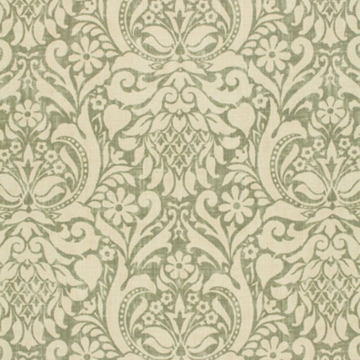 Valencay Damask Mineral 173340 by Schumacher Designer Fabric SCHU PRINTS F05 LINEN 100% THAILAND </p><p>Repeat: Horizontal: 12" (30CM) and Vertical: 27" (69CM) 54 - Swanky Fabrics -