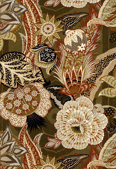 Zanzibar Linen Print Sandalwood 173522 by Schumacher Designer Fabric Schumacher-Classics 100% Linen - Horizontal: 29 and Vertical: 29.5 58 - Swanky Fabrics -