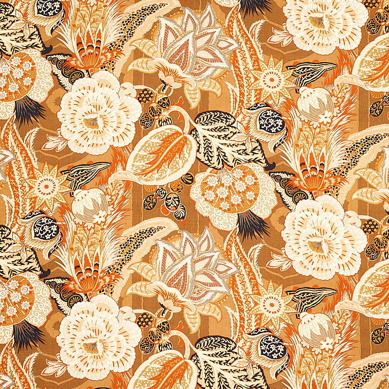Zanzibar Linen Print Sandalwood 173522 by Schumacher Designer Fabric SCHUMACHER CLASSICS LINEN 100% THAILAND </p><p>Repeat: Horizontal: 29" (74CM) and Vertical: 29 1/2" (75CM) 58 - Swanky Fabrics -