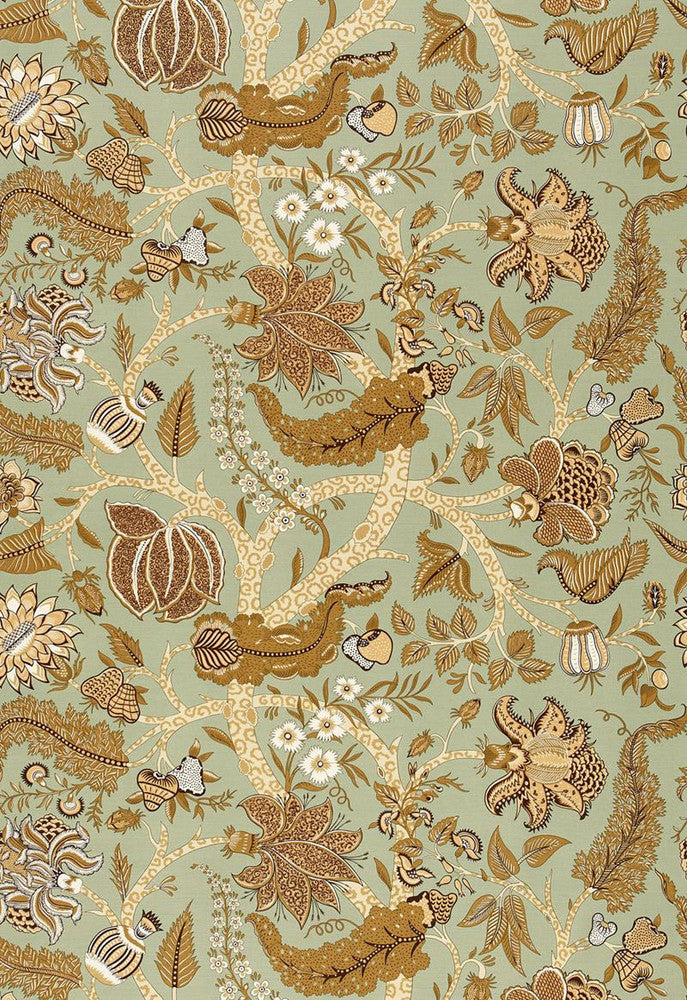 Jaipur Tree Robin's Egg 173541 by Schumacher Designer Fabric Classic-Prints 69% Linen, 31% Cotton - Horizontal: 50 and Vertical: 38.5 50 - Swanky Fabrics -