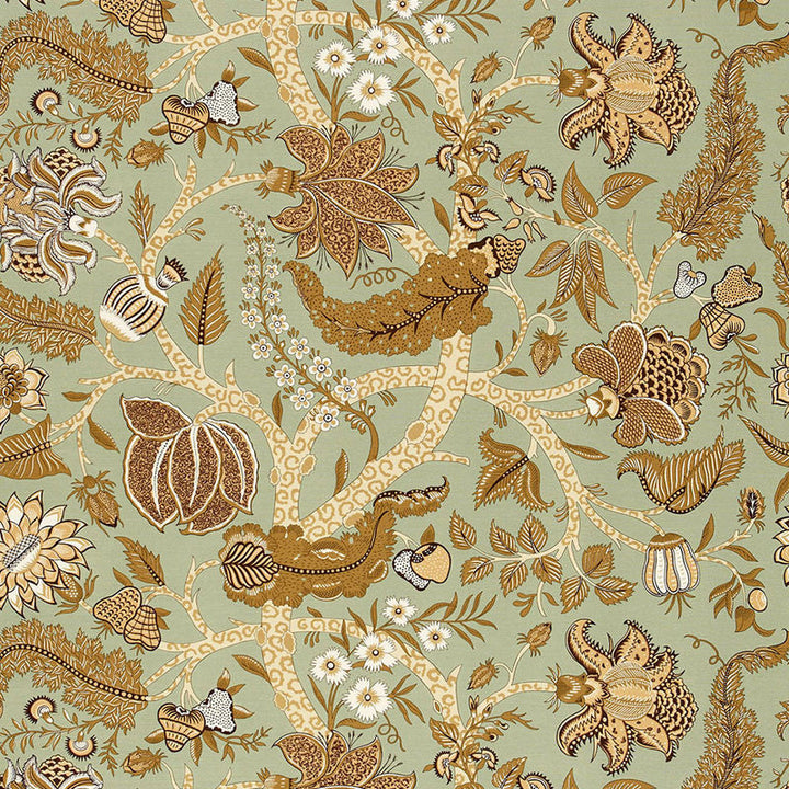 Jaipur Tree Robin'S Egg 173541 by Schumacher Designer Fabric SCH PRINTS F06 See Sample FRANCE NOT APPLICABLE </p><p>Repeat: Horizontal: 50" (127CM) and Vertical: 38 1/2" (98CM) 50" WIDE (127CM) - Swanky Fabrics -