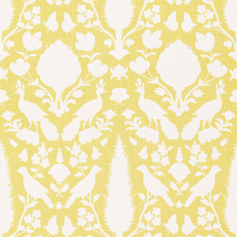 Chenonceau Buttercup 173565 by Schumacher Designer Fabric PRINT HAPPY See Sample FRANCE - </p><p>Repeat: Horizontal: 13 1/2" (34CM) and Vertical: 22" (56CM) 54" WIDE (137CM) - Swanky Fabrics -