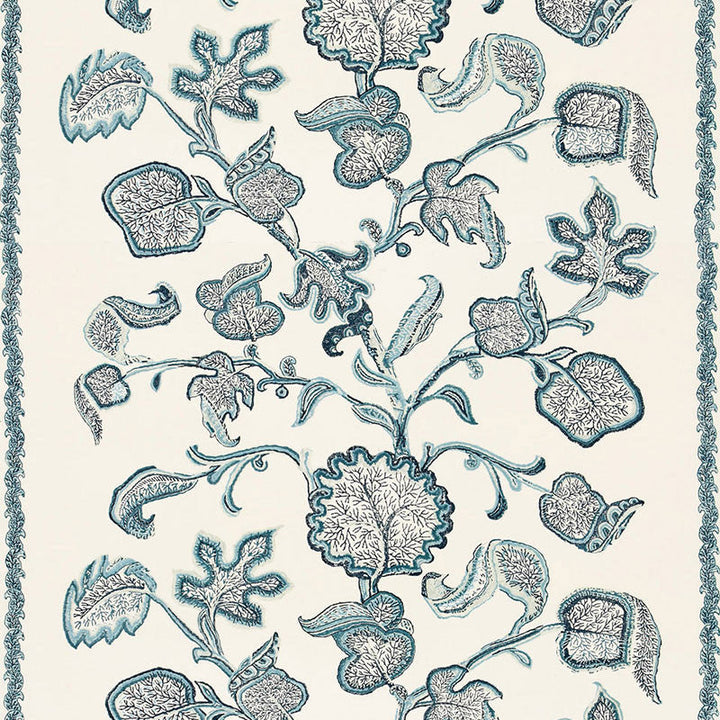 Palampore Block Print Sapphire 173610 by Schumacher Designer Fabric PERENNIAL FAVORITES COTTON 60% LINEN 40% INDIA </p><p>Repeat: Horizontal: 51 1/2" (131CM) and Vertical: 38 3/4" (98CM) 54 - Swanky Fabrics -