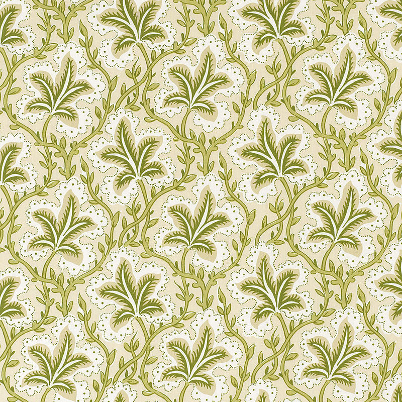 Opio Leaf Linden 173754 by Schumacher Designer Fabric MATTHEW PATRICK SMYTH See Sample FRANCE . </p><p>Repeat: Horizontal: 9" (23CM) and Vertical: 8 3/4" (22CM) 54" WIDE (137CM) - Swanky Fabrics -
