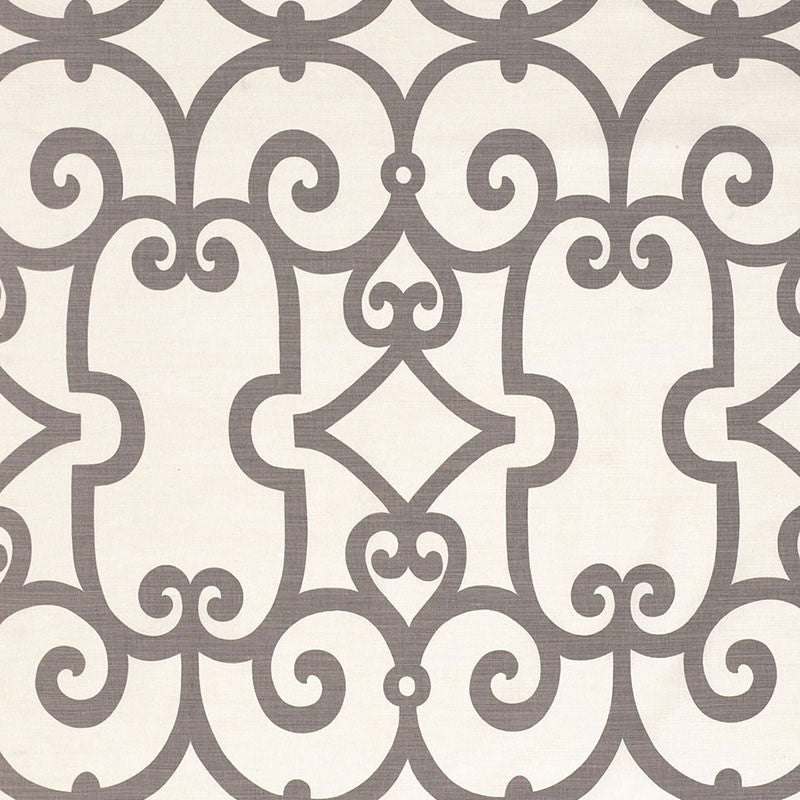 Manor Gate Charcoal 174153 by Schumacher Designer Fabric CLASSIC PRINTS See Sample ITALY . </p><p>Repeat: Horizontal: 13 1/2" (34CM) and Vertical: 25 1/4" (64CM) 54" WIDE (137CM) - Swanky Fabrics -