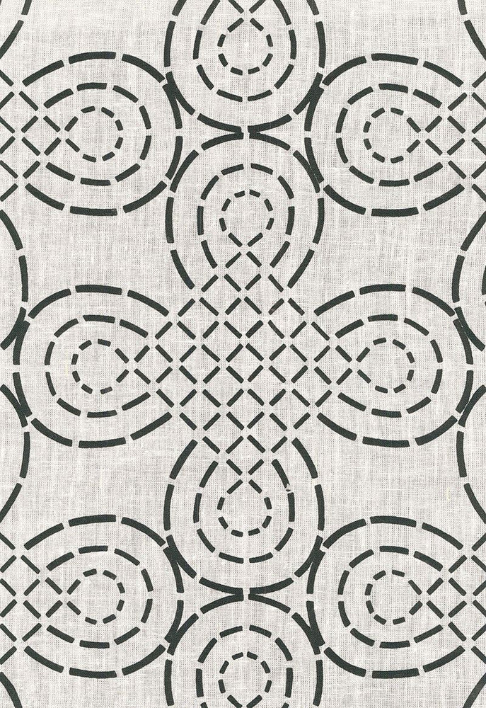 Trellis Knot Ivory & Onyx 174222 by Schumacher Designer Fabric Modern-Prints 100% Linen - Horizontal: 13.375 and Vertical: 10.5 54 - Swanky Fabrics -