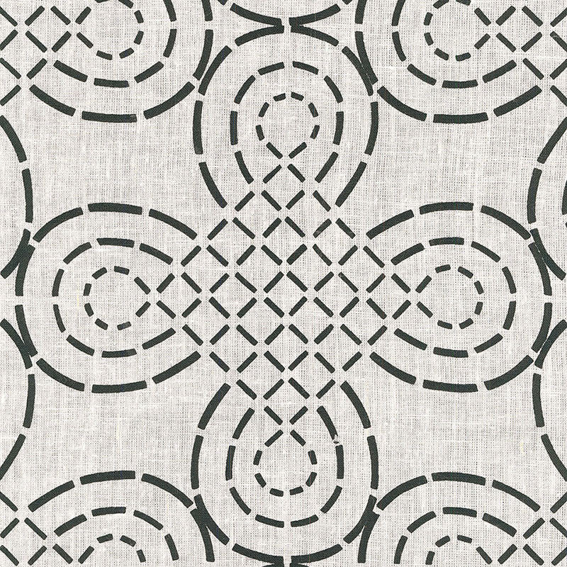 Trellis Knot Ivory & Onyx 174222 by Schumacher Designer Fabric MODERN PRINTS See Sample INDIA . </p><p>Repeat: Horizontal: 13 3/8" (34CM) and Vertical: 10 1/2" (27CM) 54" WIDE (137CM) - Swanky Fabrics -