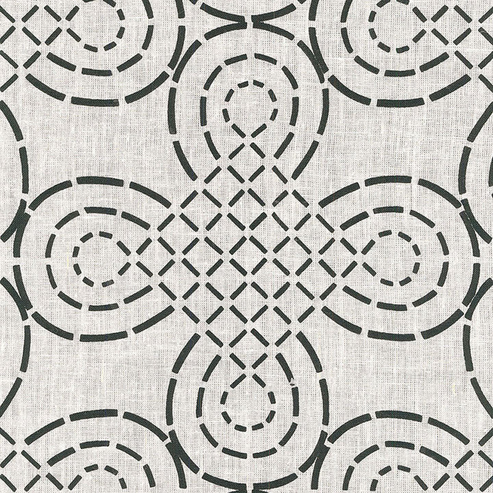 Trellis Knot Ivory & Onyx 174222 by Schumacher Designer Fabric MODERN PRINTS See Sample INDIA . </p><p>Repeat: Horizontal: 13 3/8" (34CM) and Vertical: 10 1/2" (27CM) 54" WIDE (137CM) - Swanky Fabrics -