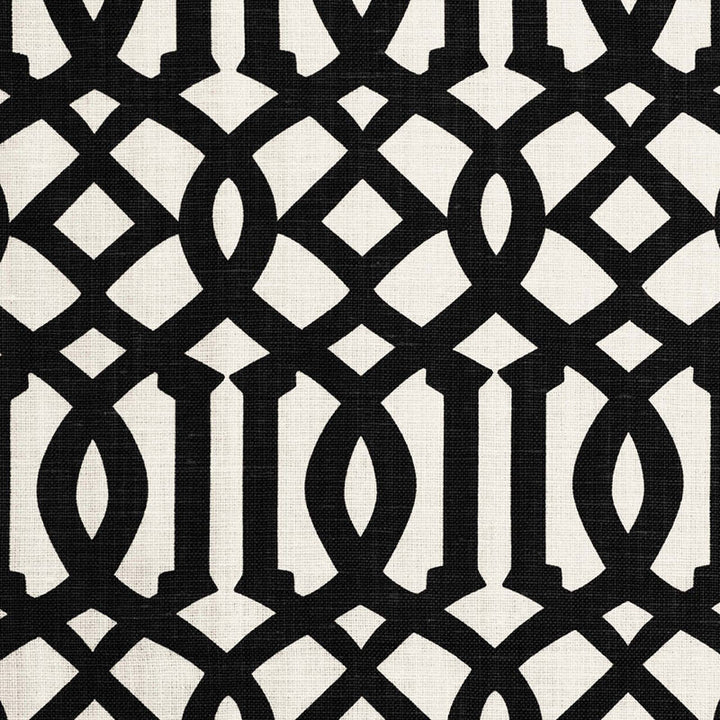 Imperial Trellis Ii Jet 174414 by Schumacher Designer Fabric PRINT HAPPY LINEN 100% BELGIUM </p><p>Repeat: Horizontal: 6" (15CM) and Vertical: 12" (30CM) 54 - Swanky Fabrics -