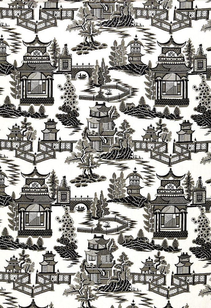 Nanjing Smoke 174433 by Schumacher Designer Fabric Exuberant-Prints 100% Linen - Horizontal: 27 and Vertical: 25.25 54 - Swanky Fabrics -
