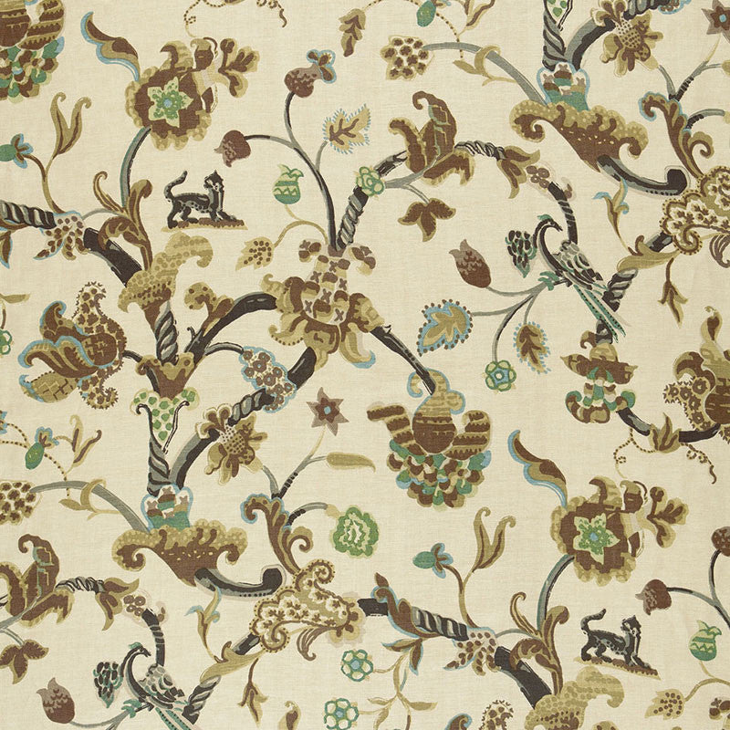 Eastbury Manor Print Moonstone 174531 by Schumacher Designer Fabric CLASSIC PRINTS LINEN 100% THAILAND </p><p>Repeat: Horizontal: 26 1/4" (67CM) and Vertical: 53 1/2" (136CM) 52.5 - Swanky Fabrics -