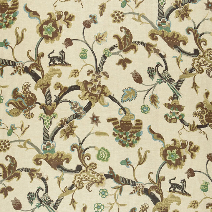 Eastbury Manor Print Moonstone 174531 by Schumacher Designer Fabric CLASSIC PRINTS LINEN 100% THAILAND </p><p>Repeat: Horizontal: 26 1/4" (67CM) and Vertical: 53 1/2" (136CM) 52.5 - Swanky Fabrics -