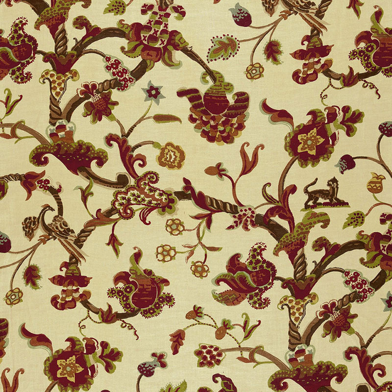 Eastbury Manor Print Jewel 174532 by Schumacher Designer Fabric CLASSIC PRINTS See Sample THAILAND LIGHT DUTY </p><p>Repeat: Horizontal: 26 1/4" (67CM) and Vertical: 53 1/2" (136CM) 52 1/2" WIDE (133CM) - Swanky Fabrics -