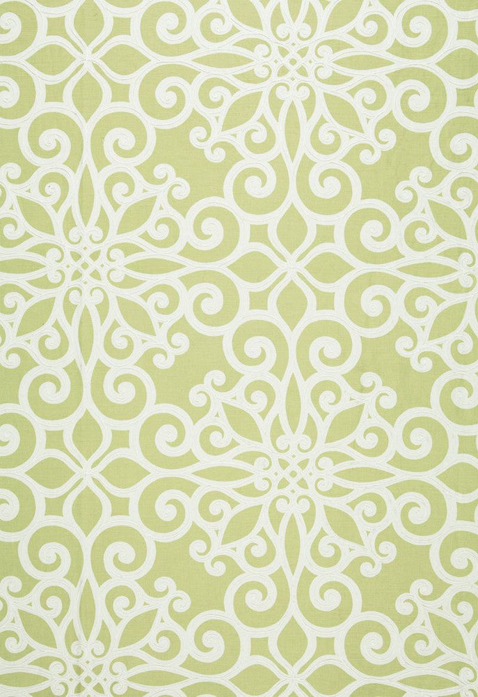 Rosegate Embroidered Print Chartreuse 174563 by Schumacher Designer Fabric COLLECTION-NAME-TBA-174560 63% Linen, 37% Cotton - Horizontal: 27 and Vertical: 26 54 - Swanky Fabrics -
