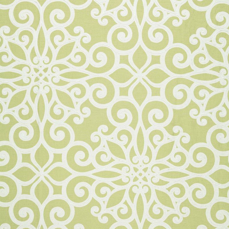 Rosegate Embroidered Print Chartreuse 174563 by Schumacher Designer Fabric CLASSIC PRINTS See Sample INDIA LIGHT DUTY </p><p>Repeat: Horizontal: 27" (69CM) and Vertical: 26" (66CM) 54" WIDE (137CM) - Swanky Fabrics -