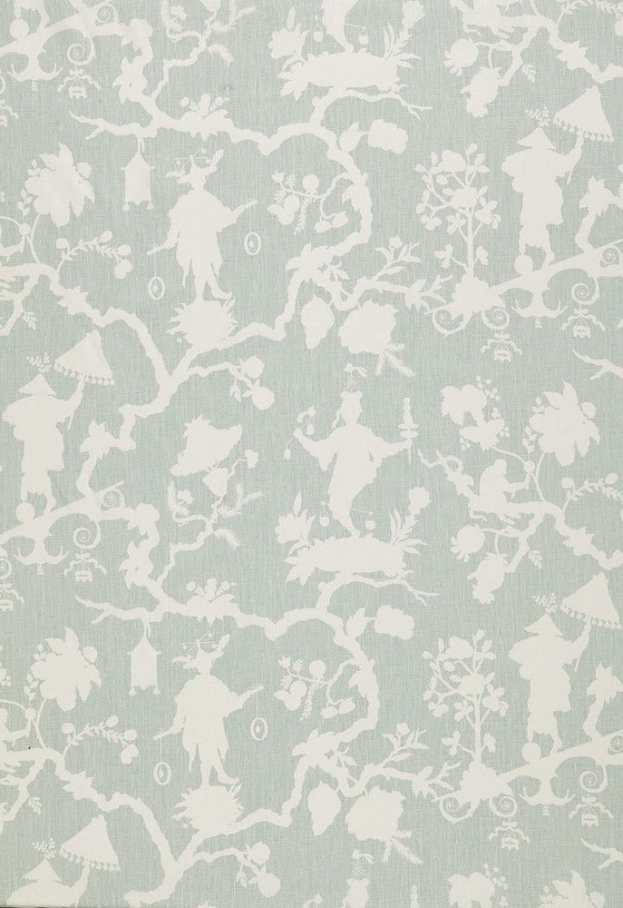 Shantung Silhouette Print Mineral 174580 by Schumacher Designer Fabric Exuberant-Prints 100% Linen - Horizontal: 27 and Vertical: 25.25 54 - Swanky Fabrics -