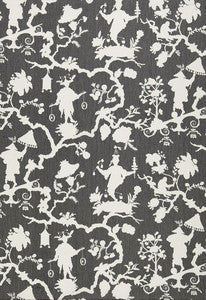 Schumacher Fabric Shantung Silhouette Print Smoke 174581