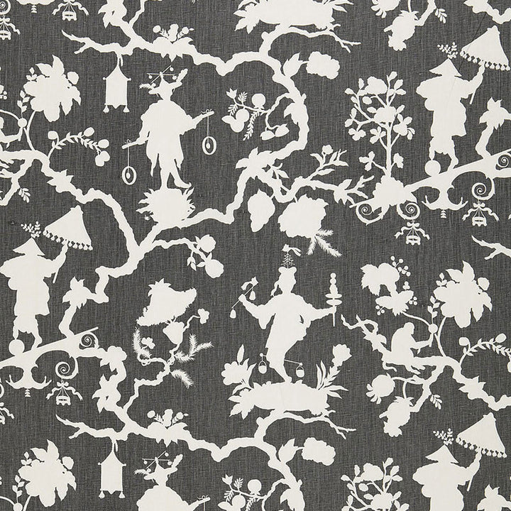 Shantung Silhouette Print Smoke 174581 by Schumacher Designer Fabric CLASSIC PRINTS LINEN 100% CHINA </p><p>Repeat: Horizontal: 27" (69CM) and Vertical: 25 1/4" (64CM) 54 - Swanky Fabrics -