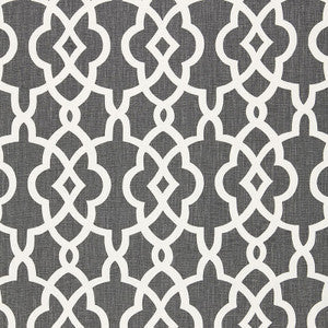 Schumacher Fabric Summer Palace Fret Smoke 174591