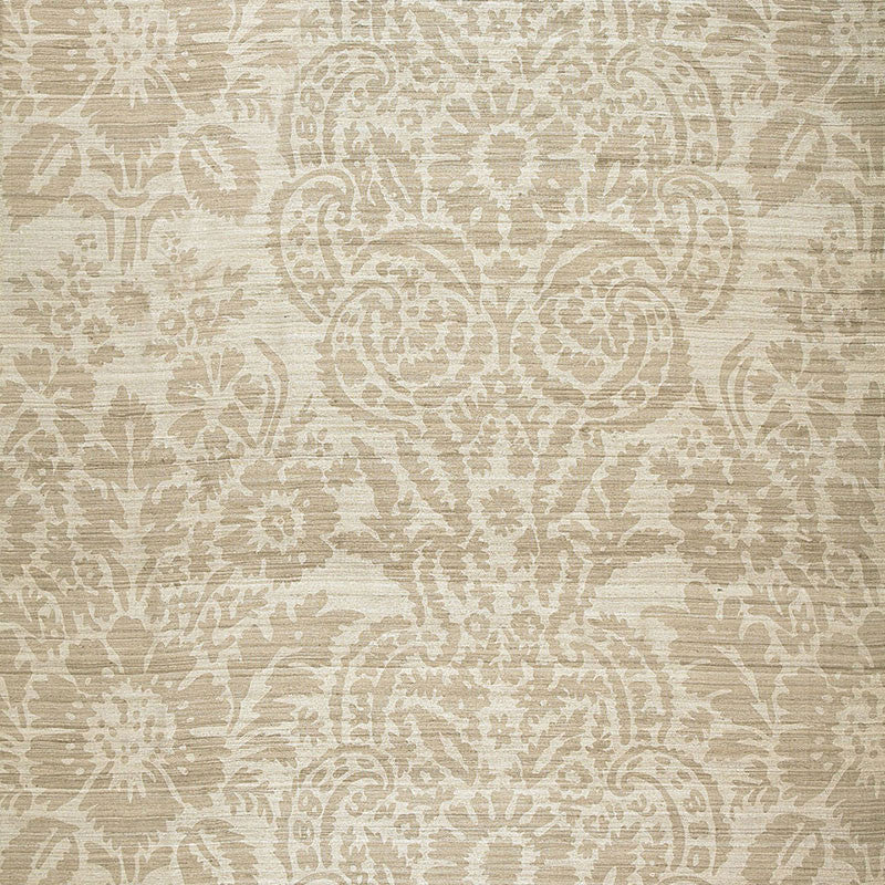 Malay Damask Print Putty 174610 by Schumacher Designer Fabric AU NATUREL See Sample INDIA . </p><p>Repeat: Horizontal: 25 1/2" (65CM) and Vertical: 24 3/4" (63CM) 51" WIDE (130CM) - Swanky Fabrics -