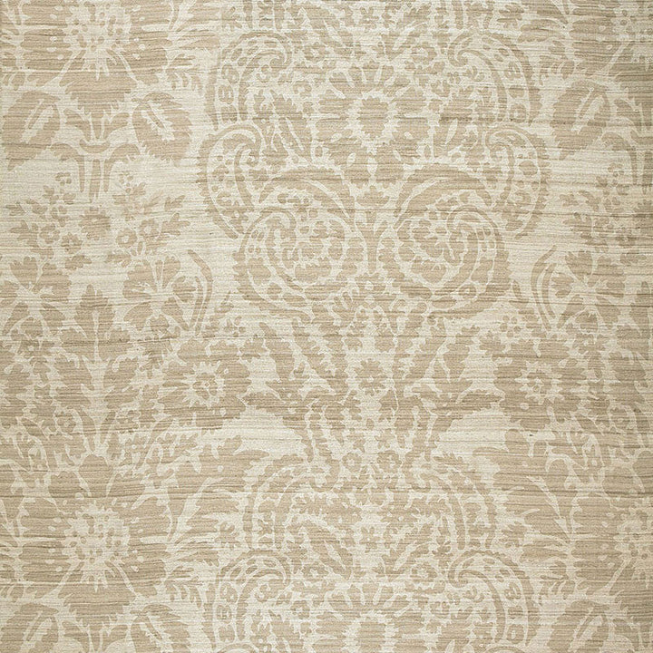 Malay Damask Print Putty 174610 by Schumacher Designer Fabric AU NATUREL See Sample INDIA . </p><p>Repeat: Horizontal: 25 1/2" (65CM) and Vertical: 24 3/4" (63CM) 51" WIDE (130CM) - Swanky Fabrics -