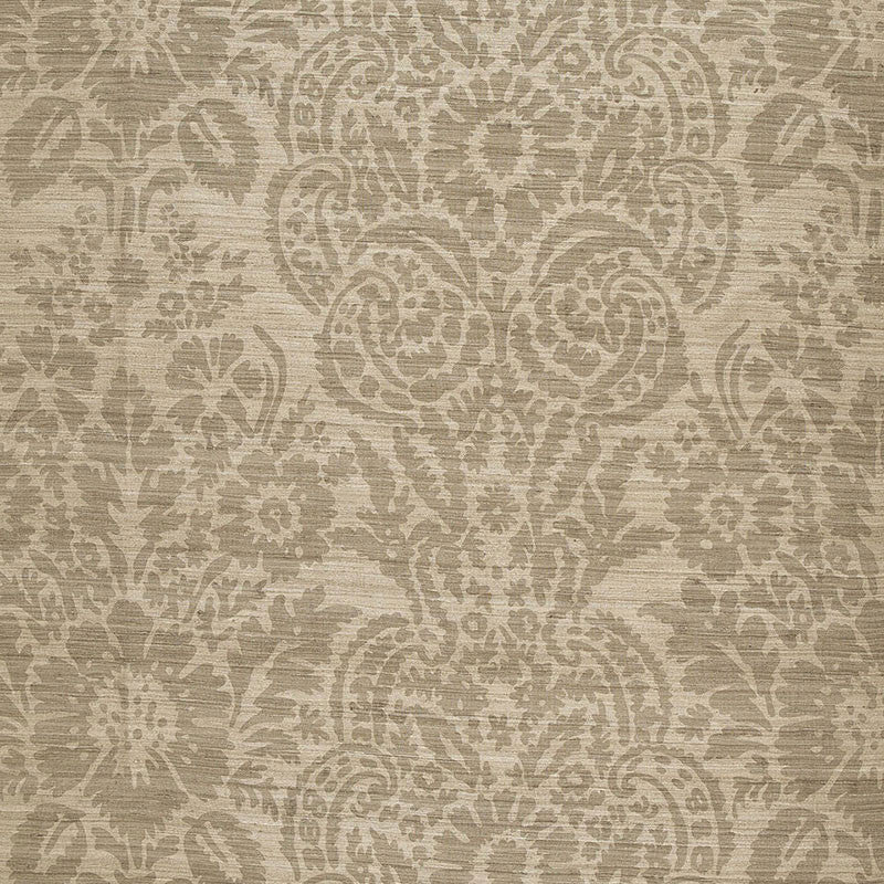Malay Damask Print Chanterelle 174612 by Schumacher Designer Fabric AU NATUREL See Sample INDIA . </p><p>Repeat: Horizontal: 25 1/2" (65CM) and Vertical: 24 3/4" (63CM) 51" WIDE (130CM) - Swanky Fabrics -