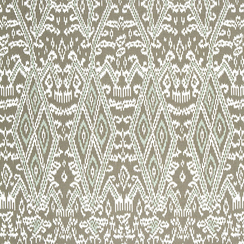 Maya Ikat Print Greige 174751 by Schumacher Designer Fabric AU NATUREL COTTON 100% ITALY </p><p>Repeat: Horizontal: 13 1/4" (34CM) and Vertical: 34 3/4" (88CM) 53 - Swanky Fabrics -